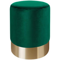 HOCKER Samt Grün, Goldfarben  - Goldfarben/Grün, Trend, Textil/Metall (35/42/35cm) - Xora