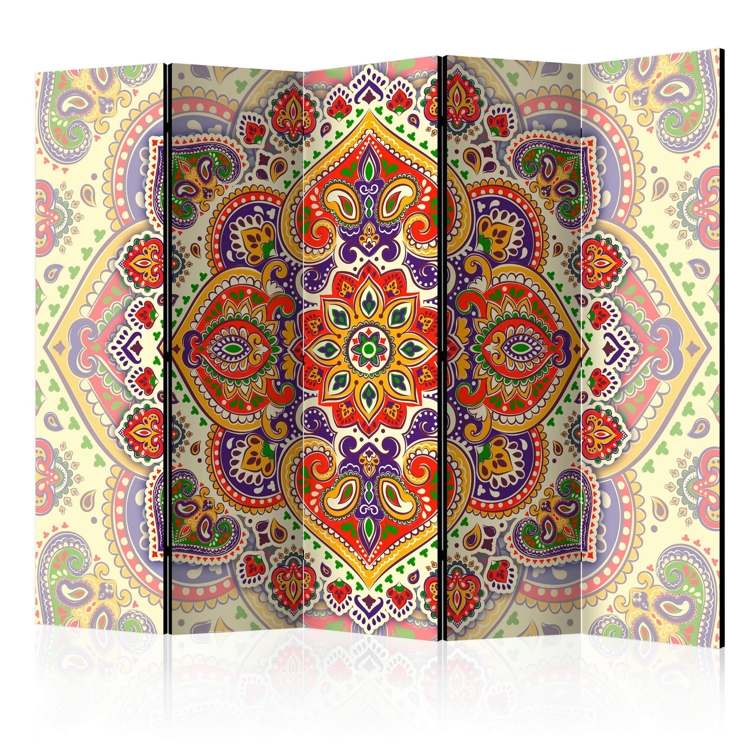 PARAVENT mit 5  Flügel - Multicolor, Basics, Holz/Textil (225/172/3cm) - artgeist