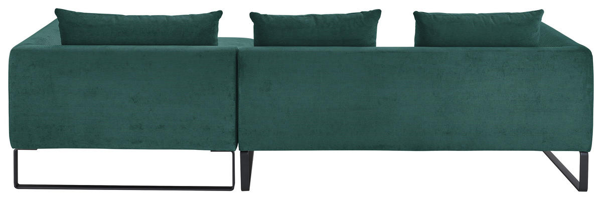 ECKSOFA in Feincord Grün  284/178 cm  - Schwarz/Grün, KONVENTIONELL, Textil/Metall (284/178cm) - Hom`in