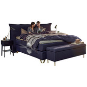BOXSPRINGBETT 180/200 cm in Blau - Blau/Alufarben, KONVENTIONELL, Textil/Metall (180/200cm) - Jensen