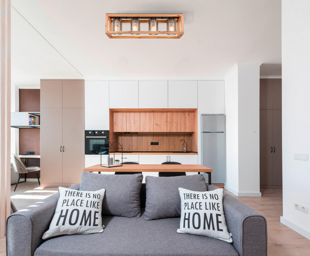 DECKENLEUCHTE 74,5/20/22,5 cm  - Dunkelbraun/Schwarz, Natur, Glas/Holzwerkstoff (74,5/20/22,5cm) - Globo