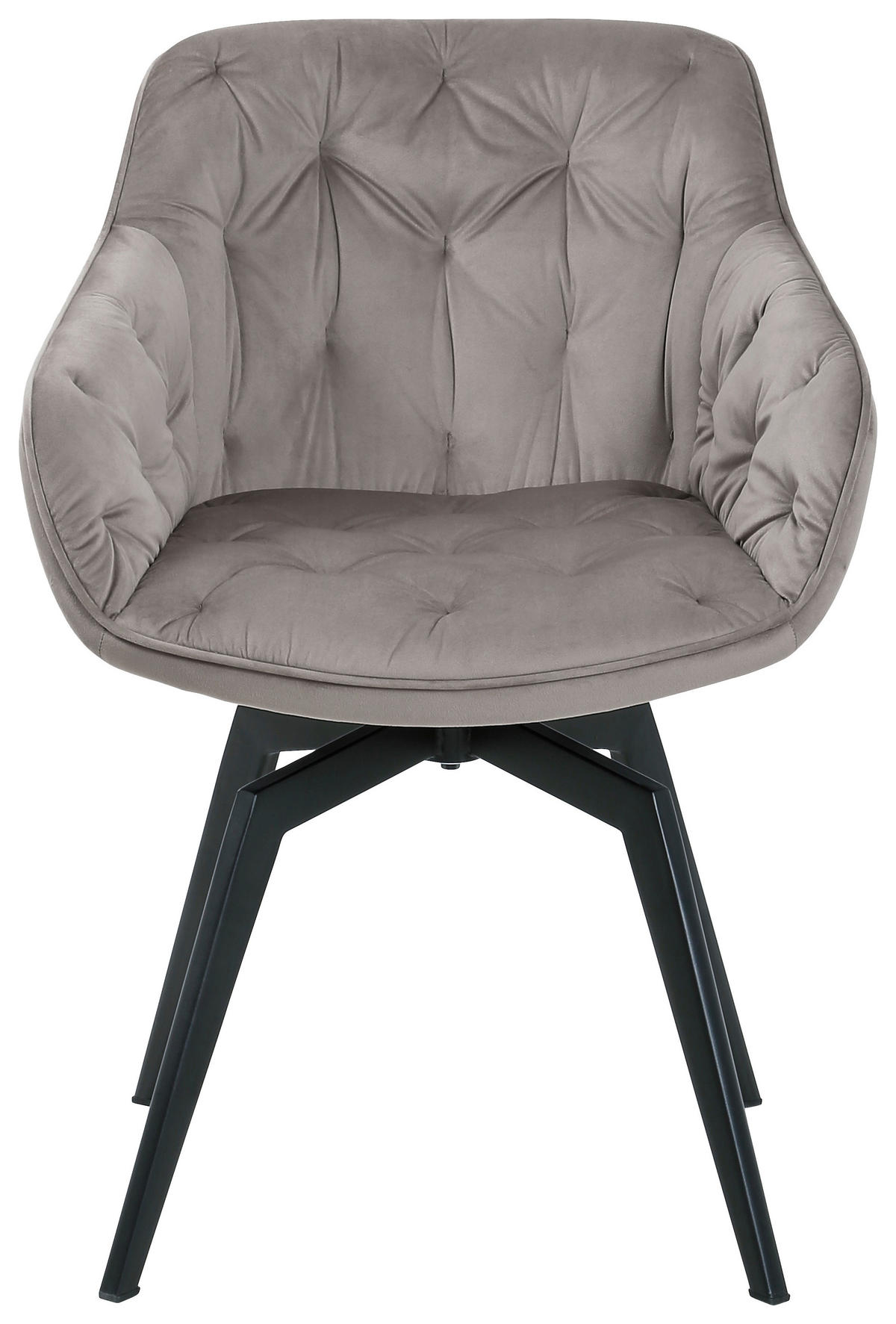 ARMLEHNSTUHL  in Eisen Samt  - Hellbraun/Schwarz, MODERN, Textil/Metall (60/84/64cm) - Livetastic