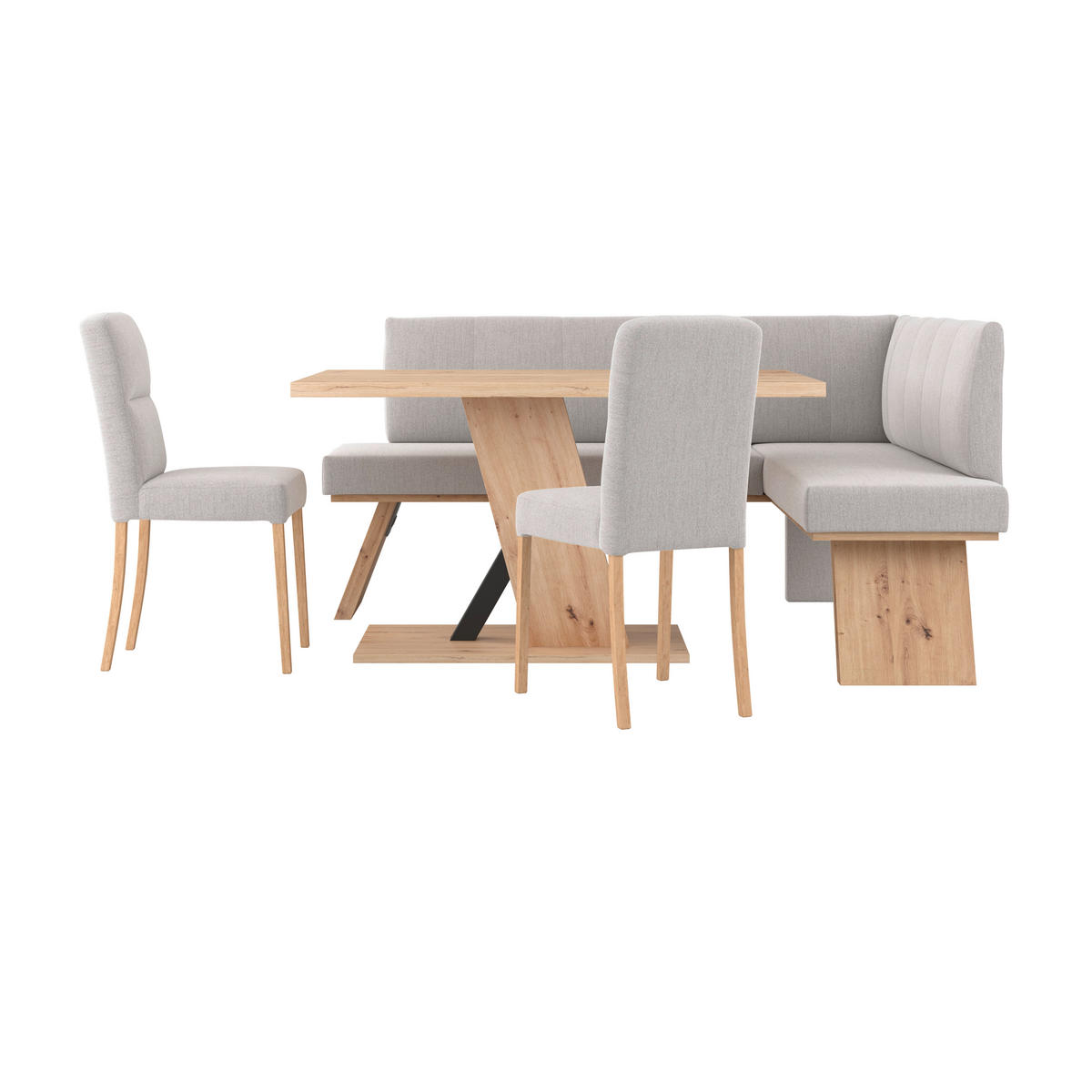 ECKBANK 185/150 cm Webstoff Hellgrau   - Eichefarben/Hellgrau, KONVENTIONELL, Textil (185/150cm) - Livetastic