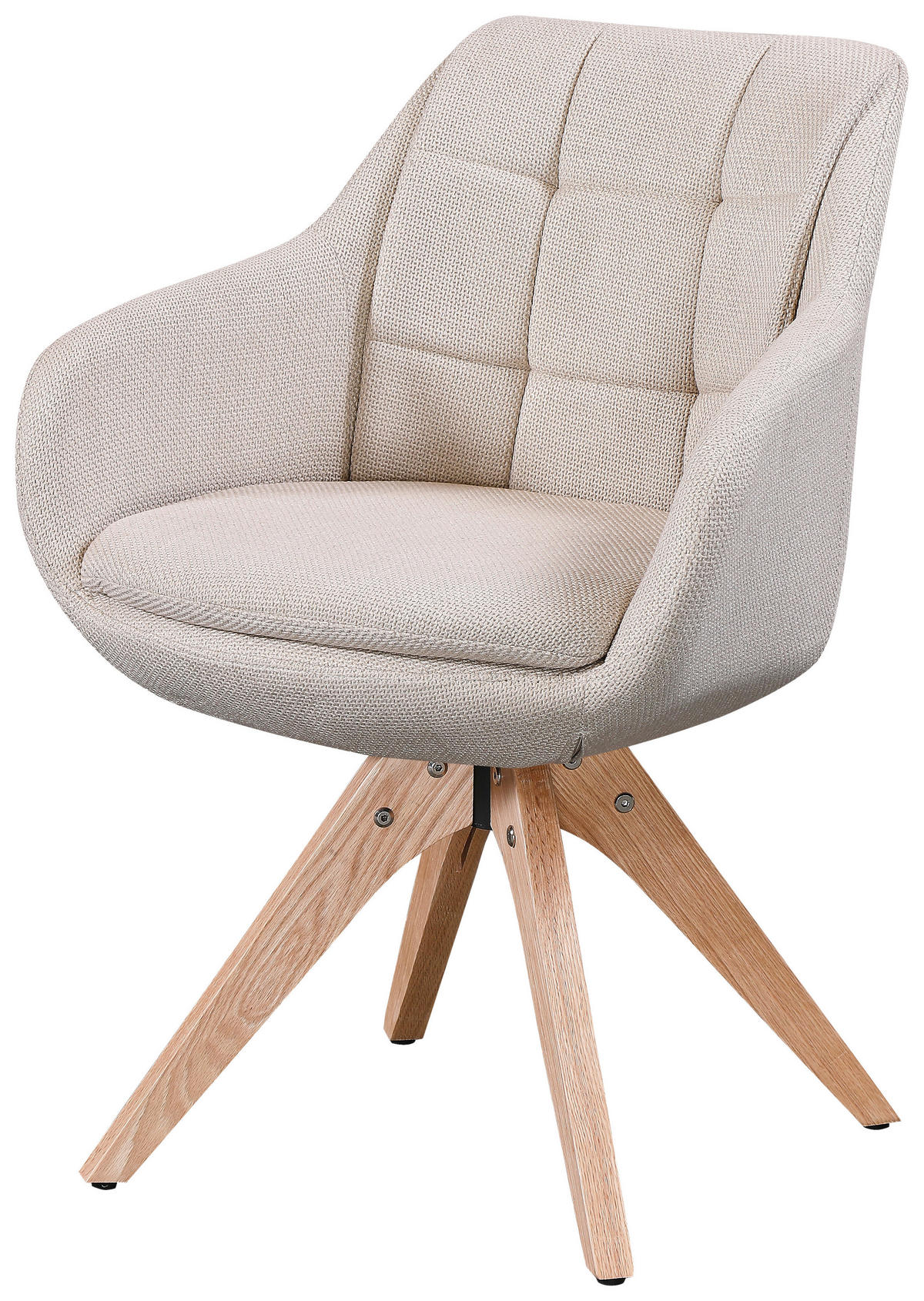 ARMLEHNSTUHL  Sitzfläche 360° drehbar Webstoff  Eichefarben, Beige  - Eichefarben/Beige, Design, Holz/Textil (62/83/61cm) - Novel