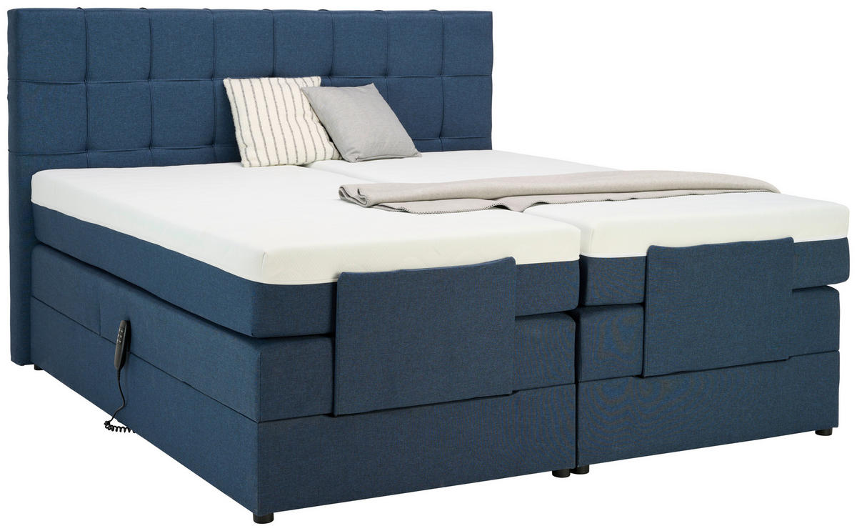 BOXSPRINGBETT 160/200 cm  in Blau  - Blau/Schwarz, Basics, Kunststoff/Textil (160/200cm) - Moderano