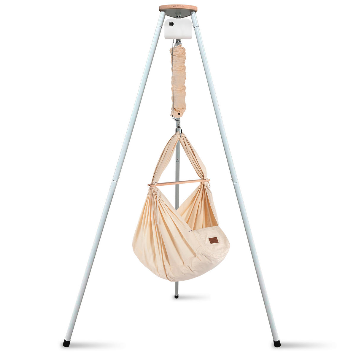 FEDERWIEGE Set inkl. Tipi-Gestell und Motor  Beige, Weiß  - Beige/Weiß, Basics, Kunststoff/Textil (135/194/135cm) - SCHMUSEWOLKE