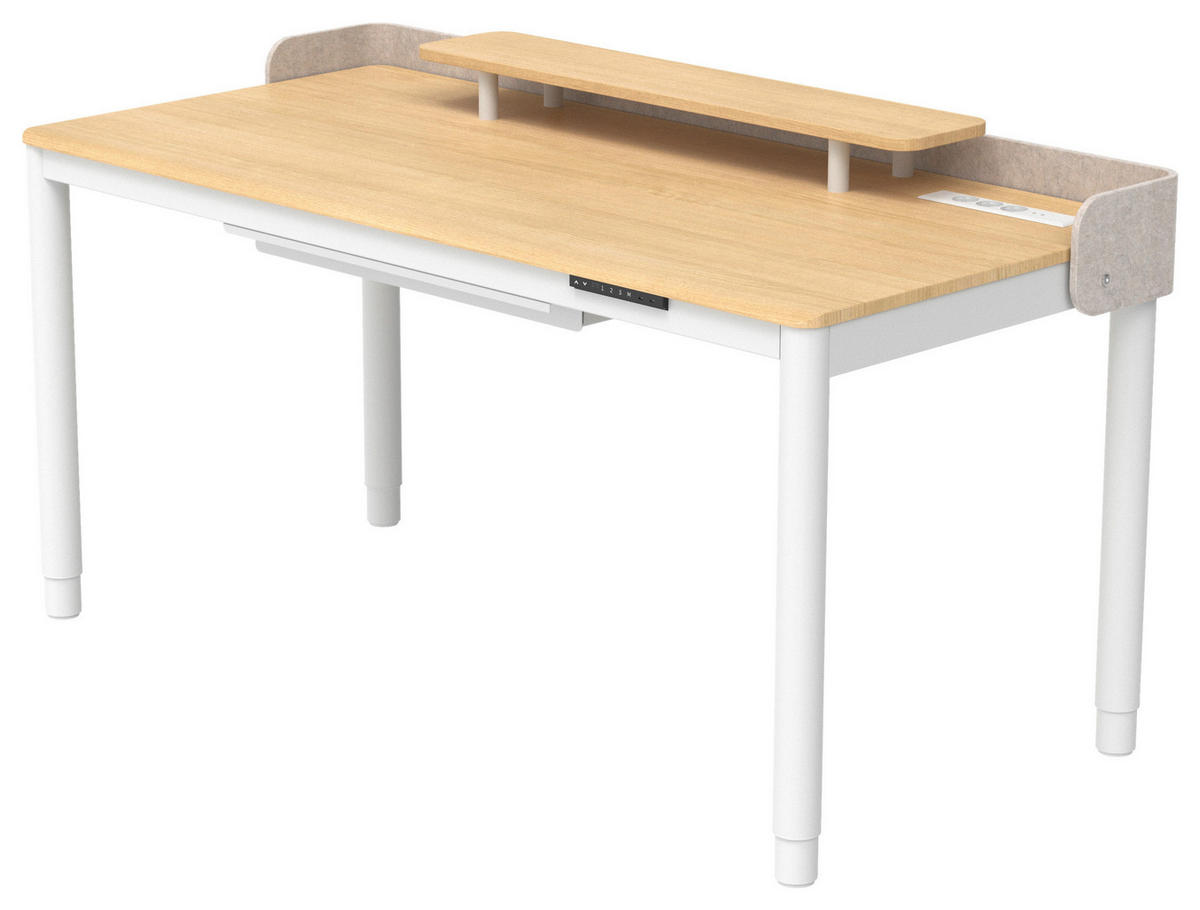 SCHREIBTISCH 160/76/72/117 cm Weiß, Nussbaumfarben elektrisch höhenverstellbar  - Nussbaumfarben/Weiß, Design, Holzwerkstoff/Kunststoff (160/76/72/117cm) - Novel