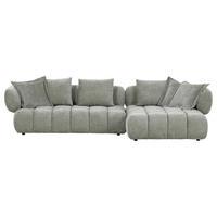 ECKSOFA Flachgewebe Olivgrün  - Schwarz/Olivgrün, Konventionell, Kunststoff/Textil (318/156cm) - Carryhome