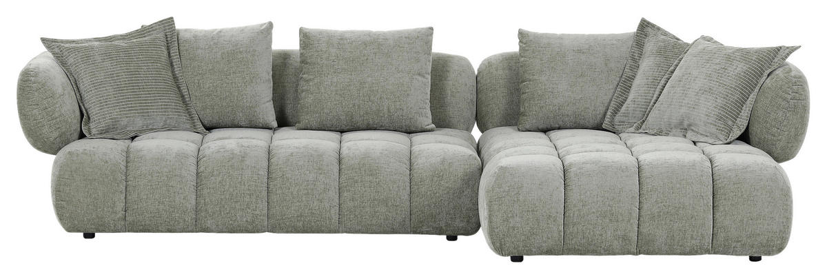 ECKSOFA Flachgewebe Olivgrün  - Schwarz/Olivgrün, Konventionell, Kunststoff/Textil (318/156cm) - Carryhome