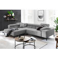 ECKSOFA in Cord Dunkelgrau  - Dunkelgrau/Schwarz, Design, Textil/Metall (216/321cm) - Hom`in