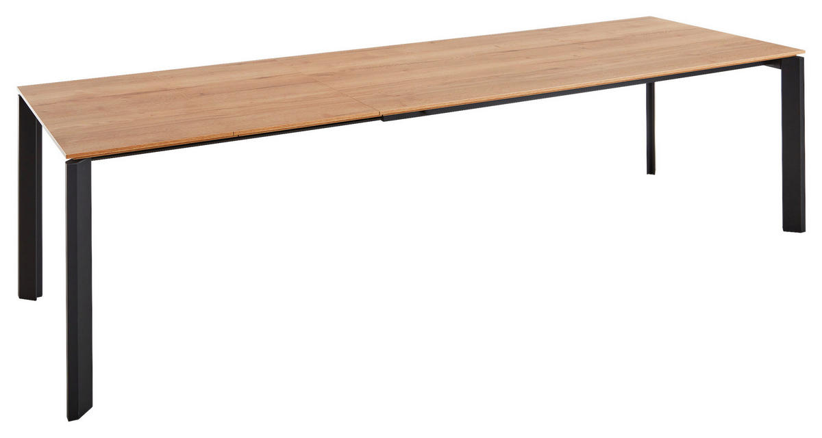 ESSTISCH Eichefarben, Schwarz rechteckig  ausziehbar, in verschiedenen Holzdekoren erhältlich  - Eichefarben/Schwarz, Basics, Holzwerkstoff/Metall (180-280/95/76cm) - Celina Home