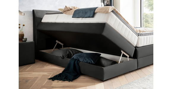 BOXSPRINGBETT 200/200 cm  in Anthrazit  - Wengefarben/Anthrazit, KONVENTIONELL, Holz/Textil (200/200cm) - Novel