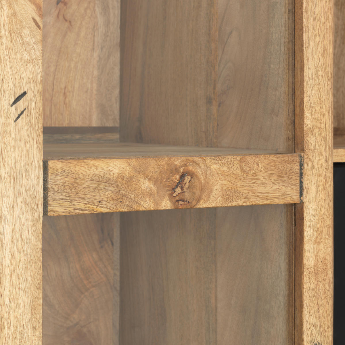 VITRINE  in massiv Mangoholz Naturfarben, Anthrazit - Anthrazit/Naturfarben, LIFESTYLE, Glas/Holz (100/175/45cm) - MID.YOU