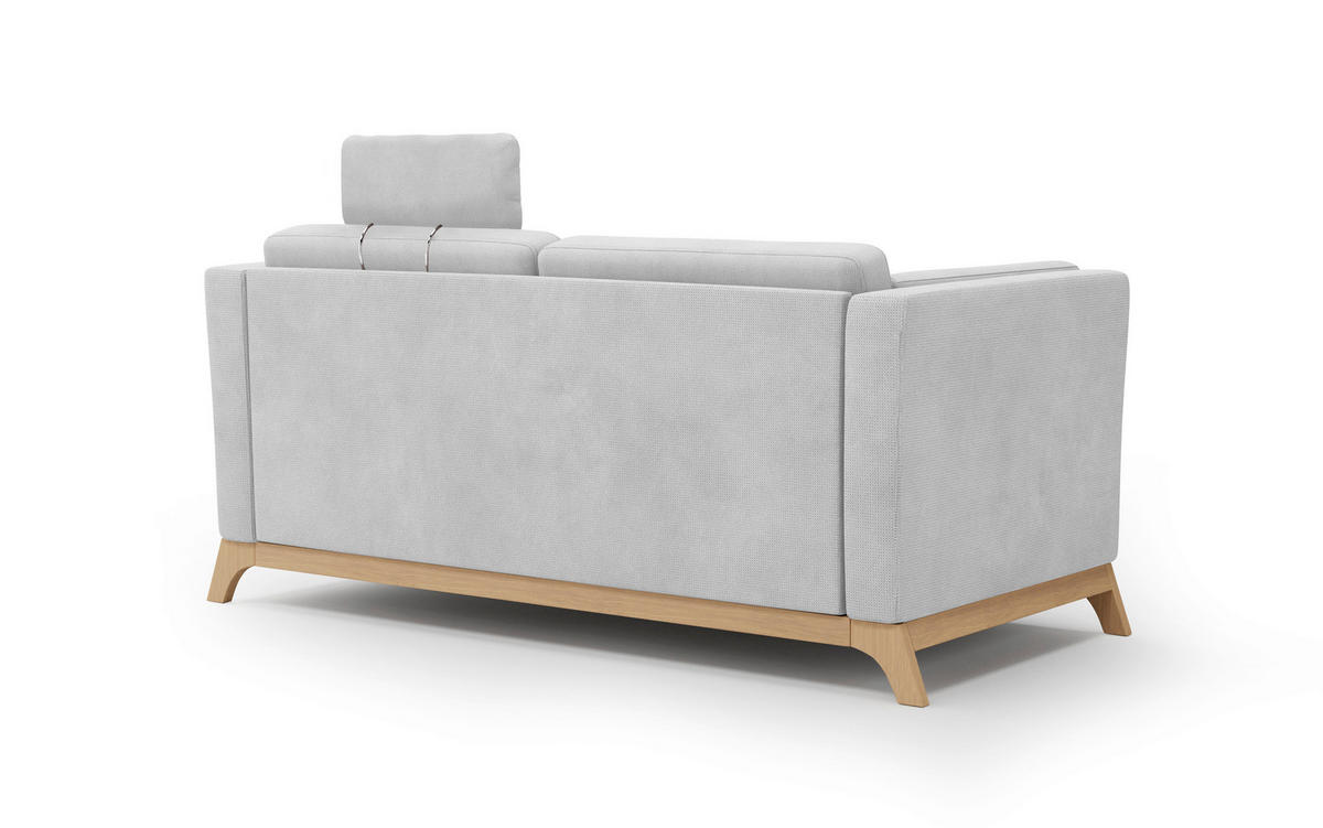2,5-SITZER Flachgewebe Silberfarben  - Eichefarben/Silberfarben, KONVENTIONELL, Holz/Textil (183/84/93cm) - Sit & More