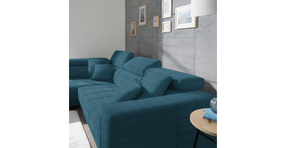 ECKSOFA in Mikrofaser Blau  - Chromfarben/Blau, Design, Textil/Metall (207/301cm) - Xora