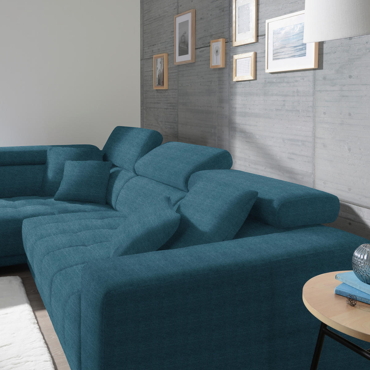 CANAPÉ D'ANGLE in Mikrofaser Blau  - Chromfarben/Blau, Design, Textil/Metall (207/301cm) - Xora