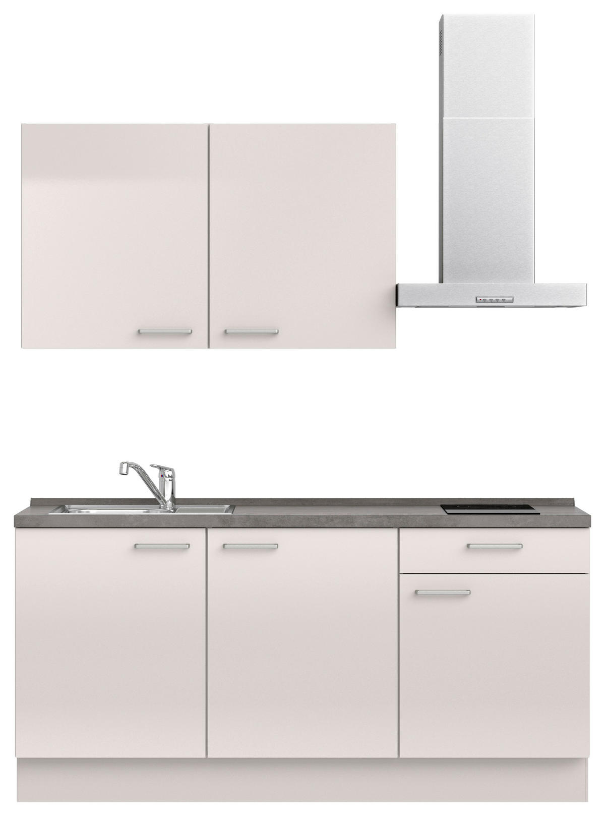 KÜCHENBLOCK Flash 180 cm  in Schieferfarben, Seidengrau  - Schieferfarben/Edelstahlfarben, MODERN, Holzwerkstoff/Metall (180cm) - Nobilia
