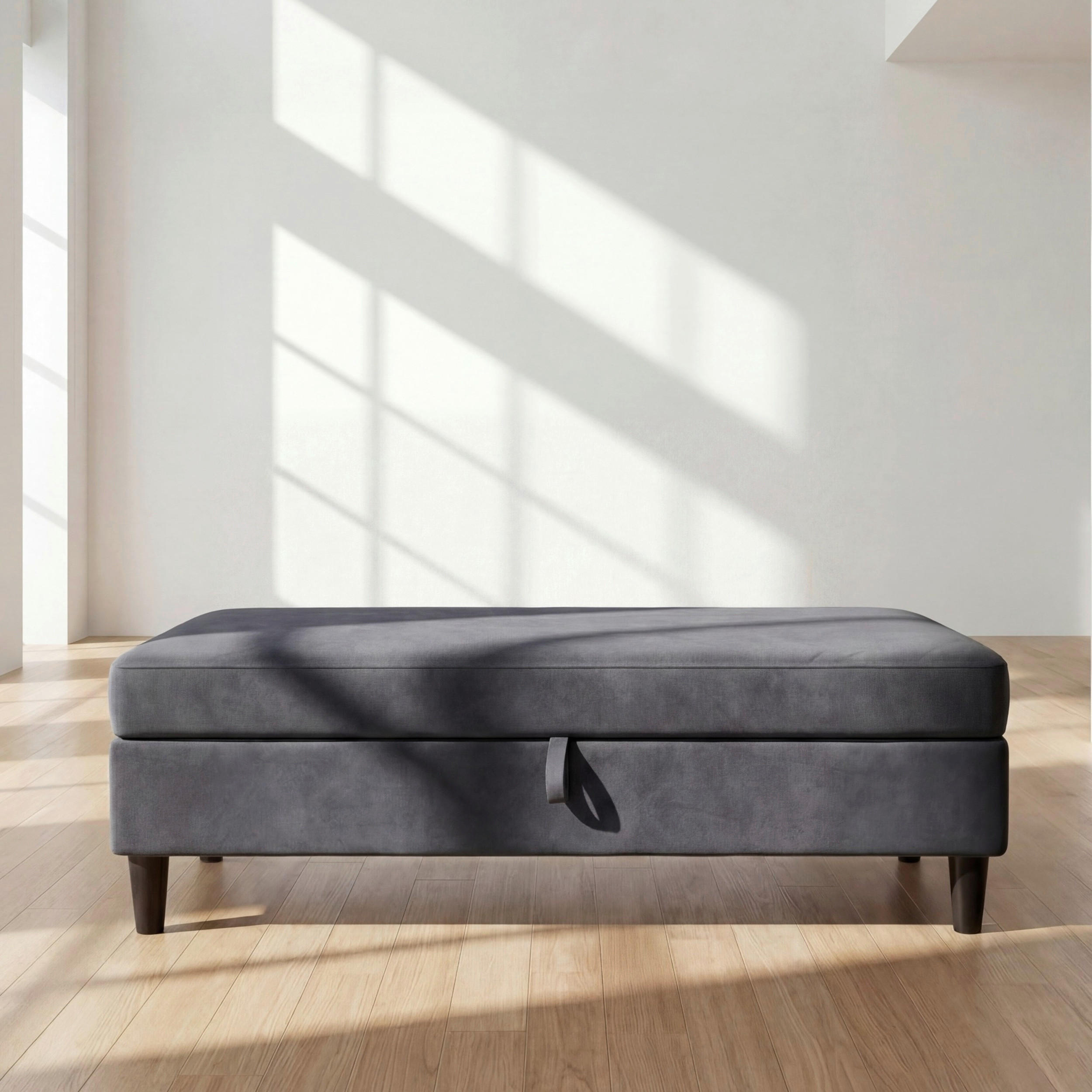 HOCKER HANNOVER Samt Anthrazit  - Anthrazit/Schwarz, Basics, Kunststoff/Textil (130/43/69cm) - Livetastic
