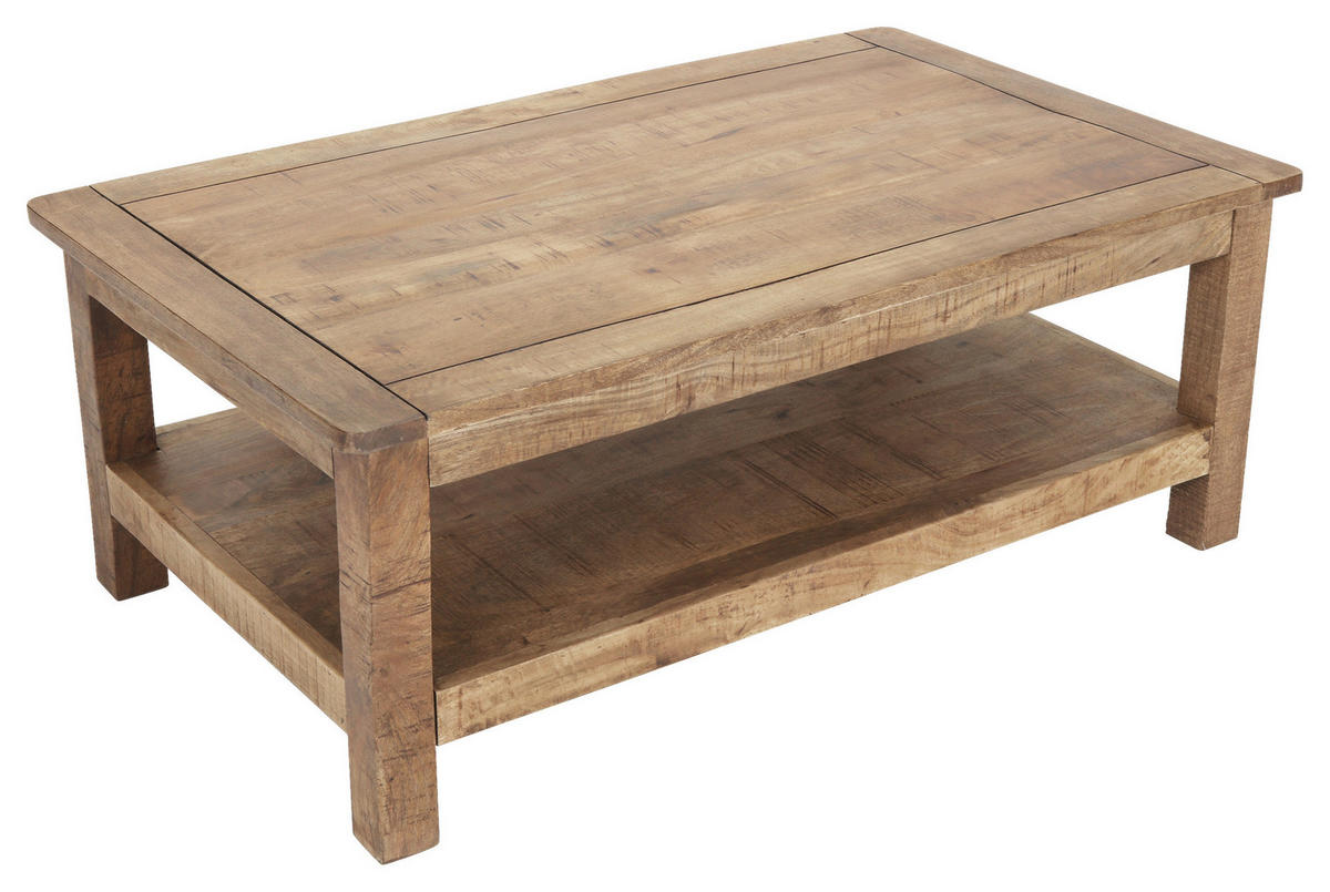 COUCHTISCH Mangoholz massiv 115/70/45 cm rechteckig Naturfarben, Schwarz  - Schwarz/Naturfarben, KONVENTIONELL, Holz/Metall (115/70/45cm) - Landscape