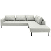 ECKSOFA  in Flachgewebe Weiß  308/270 cm  - Schwarz/Weiß, Design, Textil/Metall (308/270cm) - Pure Home Lifestyle