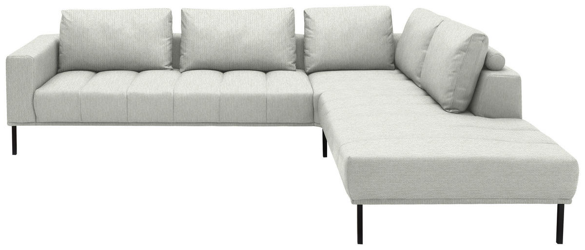 ECKSOFA  in Flachgewebe Weiß  308/270 cm  - Schwarz/Weiß, Design, Textil/Metall (308/270cm) - Pure Home Lifestyle