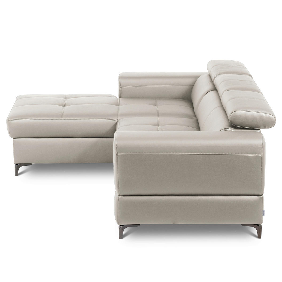 ECKSOFA  in Lederlook Echtleder Platinfarben  173/247 cm  - Platinfarben/Schwarz, Design, Leder/Textil (173/247cm) - Livetastic