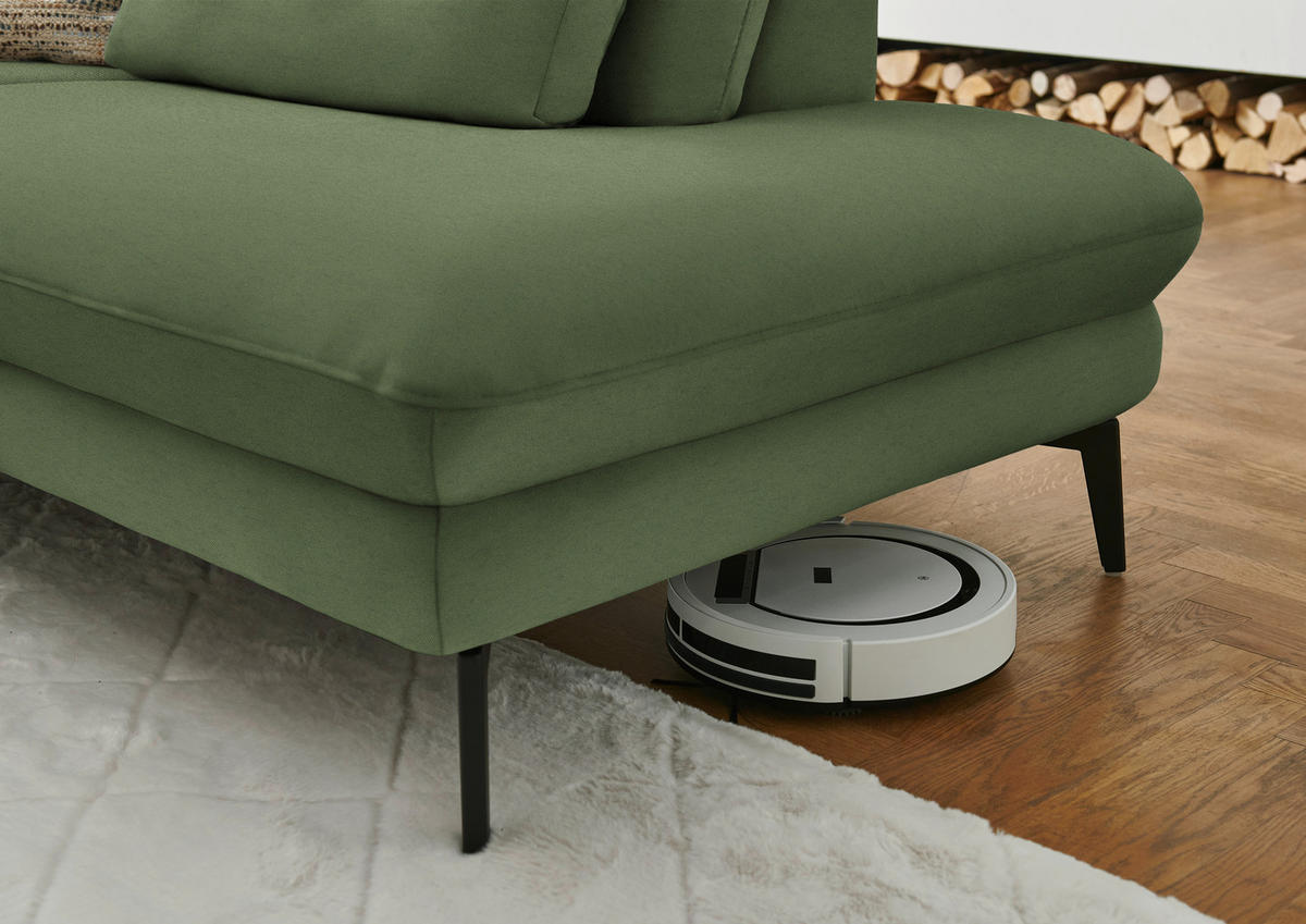 WOHNLANDSCHAFT Chenille, Flachgewebe Grün  - Schwarz/Grün, Design, Textil/Metall (180/344/208cm) - Dieter Knoll