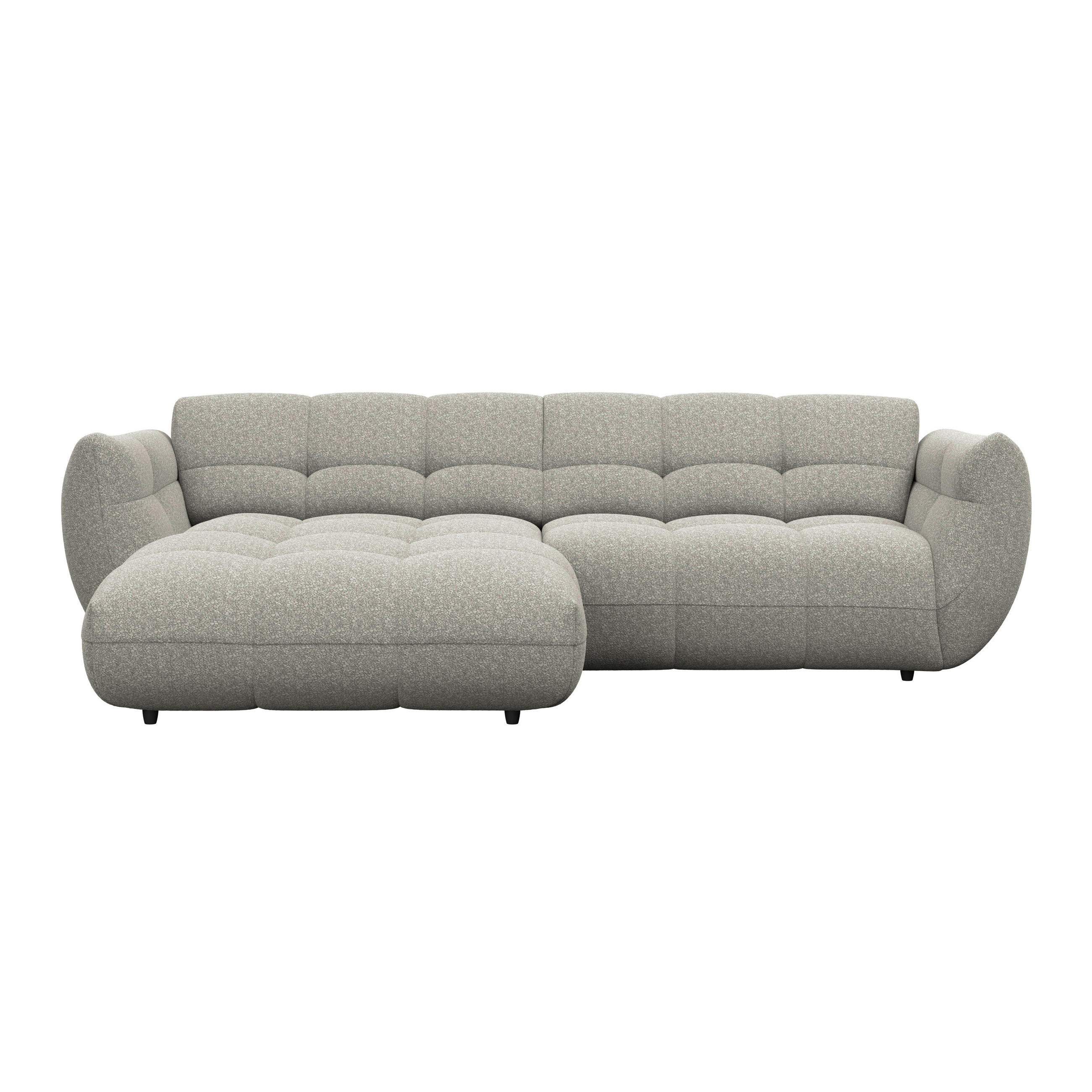 ECKSOFA Chenille Grau  - Dunkelgrün/Schwarz, Trend, Kunststoff/Textil (178/280cm) - MID.YOU