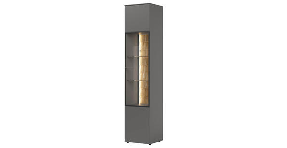 VITRINE  in massiv Eiche Grau, Eichefarben - Eichefarben/Grau, Design, Glas/Holz (45/215/42cm) - Moderano