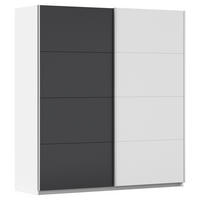 SCHWEBETÜRENSCHRANK  in Graphitfarben, Weiß  - Alufarben/Graphitfarben, MODERN, Holzwerkstoff/Metall (181/197/61cm) - Rauch Möbel