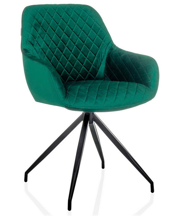 STOL MED ARMSTÖD sammet  - grön/svart, Modern, metall/textil (58/87/57cm) - MID.YOU