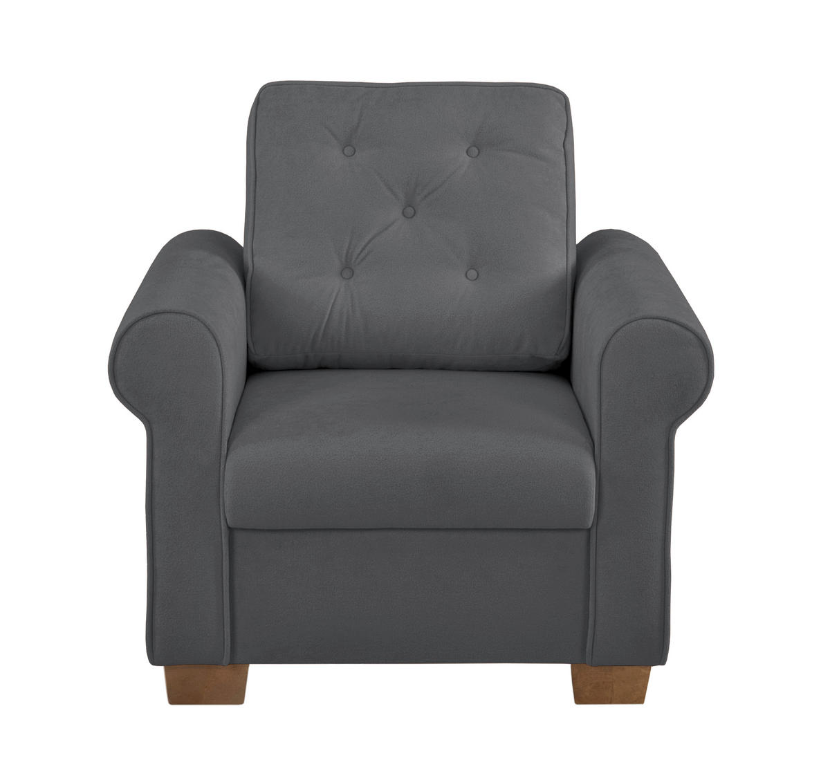 SESSEL in Dunkelgrau  - Dunkelgrau/Buchefarben, Design, Holz/Textil (93/89/82cm) - MID.YOU