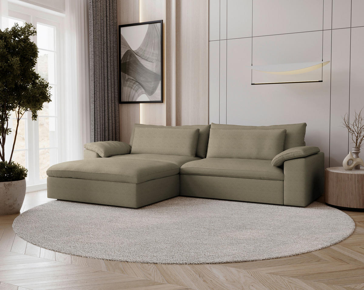 ECKSOFA  Chenille Taupe  - Taupe/Schwarz, Modern, Kunststoff/Textil (198/306cm) - Carryhome