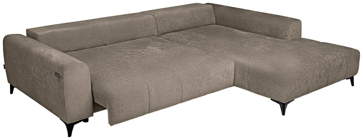 ECKSOFA Taupe Chenille  - Taupe/Schwarz, KONVENTIONELL, Kunststoff/Textil (279/222cm) - Hom`in