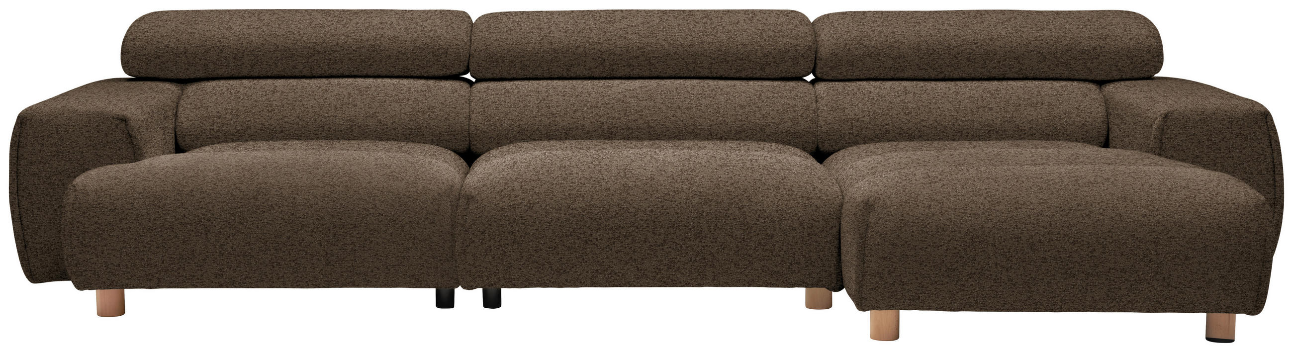 ECKSOFA in Velours Dunkelbraun  - Dunkelbraun/Buchefarben, Design, Holz/Textil (329/150cm) - Lomoco