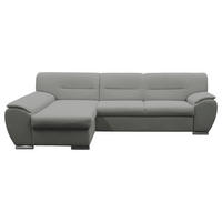 ECKSOFA 167/281 cm  in Flachgewebe Hellgrau Bettkasten, Schlaffunktion, Rücken echt  167/281 cm  - Silberfarben/Hellgrau, Design, Kunststoff/Textil (167/281cm) - MID.YOU