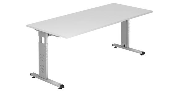 SCHREIBTISCH 180/80/65-85 cm  in Weiß  - Silberfarben/Weiß, KONVENTIONELL, Holzwerkstoff/Metall (180/80/65-85cm) - Venda