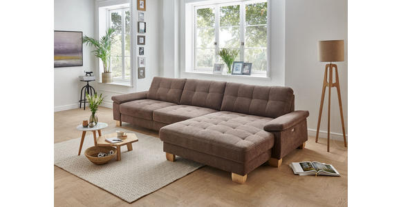 WOHNLANDSCHAFT Hellbraun Webstoff - Hellbraun/Eichefarben, Natur, Holz/Textil (336/174cm) - Voleo