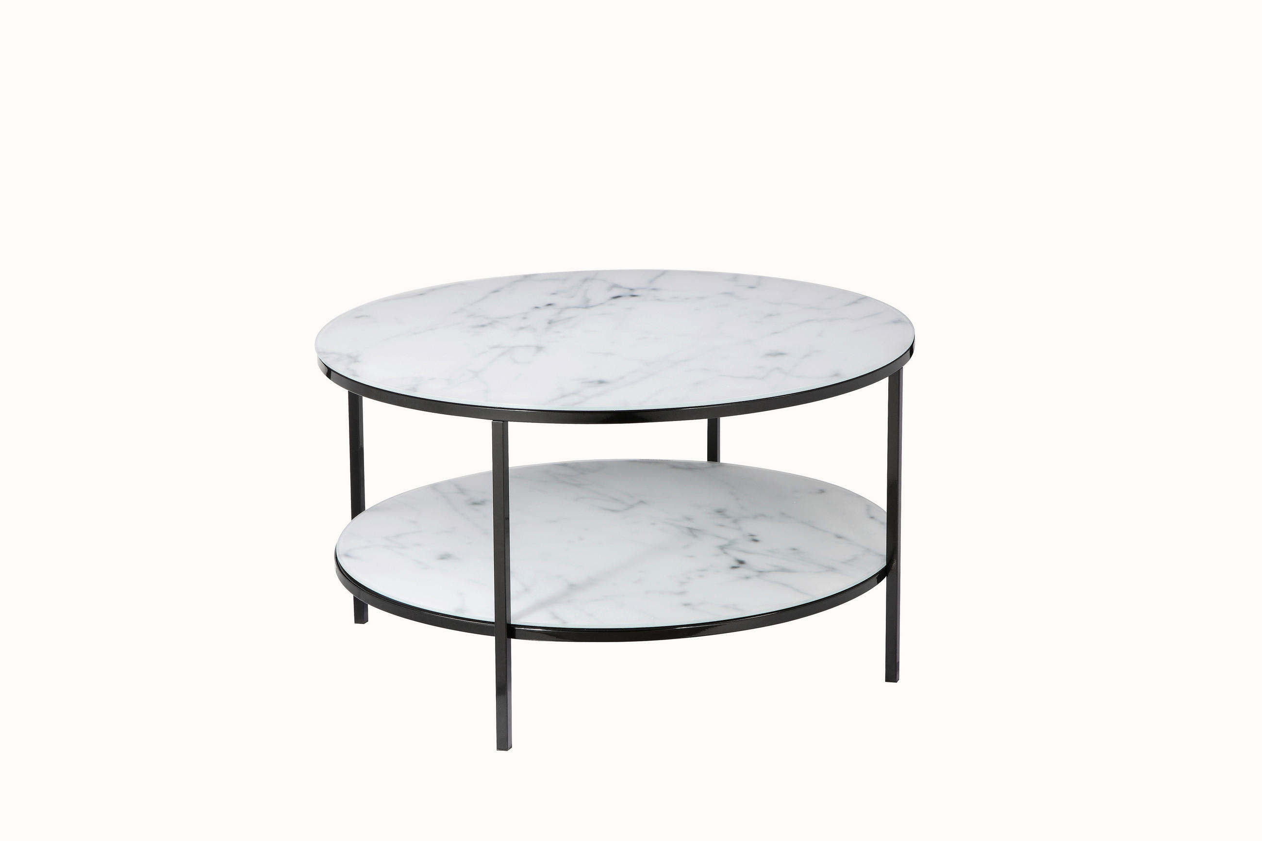 COUCHTISCH 80/80/45 cm rund Schwarz, Weiß  - Schwarz/Weiß, Design, Glas/Metall (80/80/45cm) - Livetastic