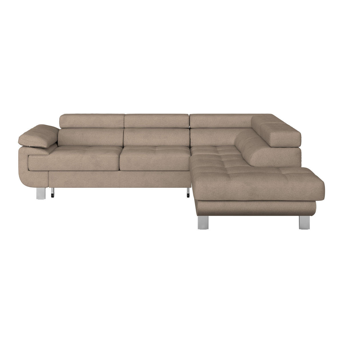 Ecksofa mit Schlaffunktion Taupe Drell  - Taupe, MODERN, Textil/Metall (270/230cm) - MID.YOU