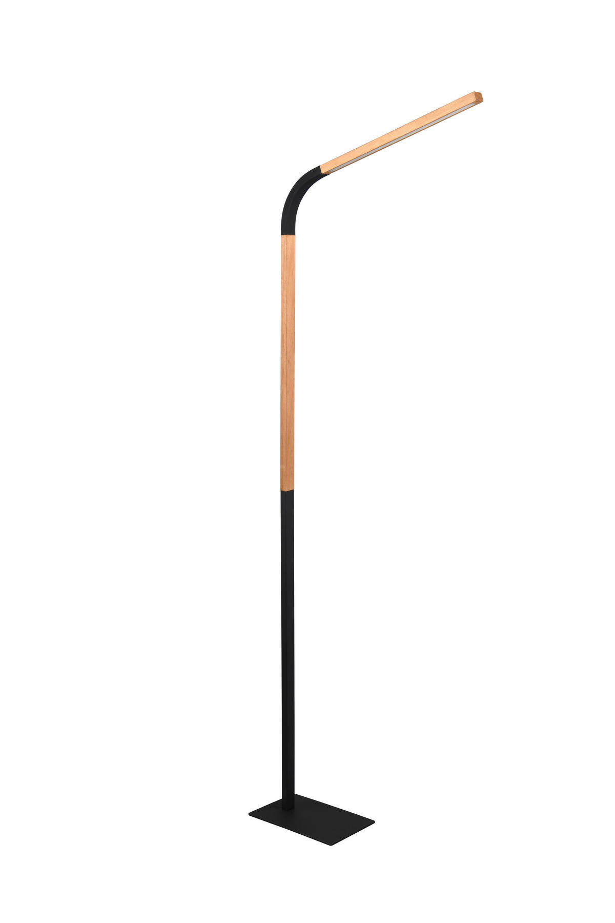 LED STOJACÍ LAMPA, 169,5 cm - černá/přírodní barvy, Basics, kov/dřevo (169,5cm)