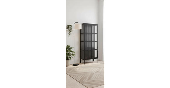 VITRINE  in Schwarz  - Schwarz, Design, Glas/Metall (80/180/35cm) - Xora