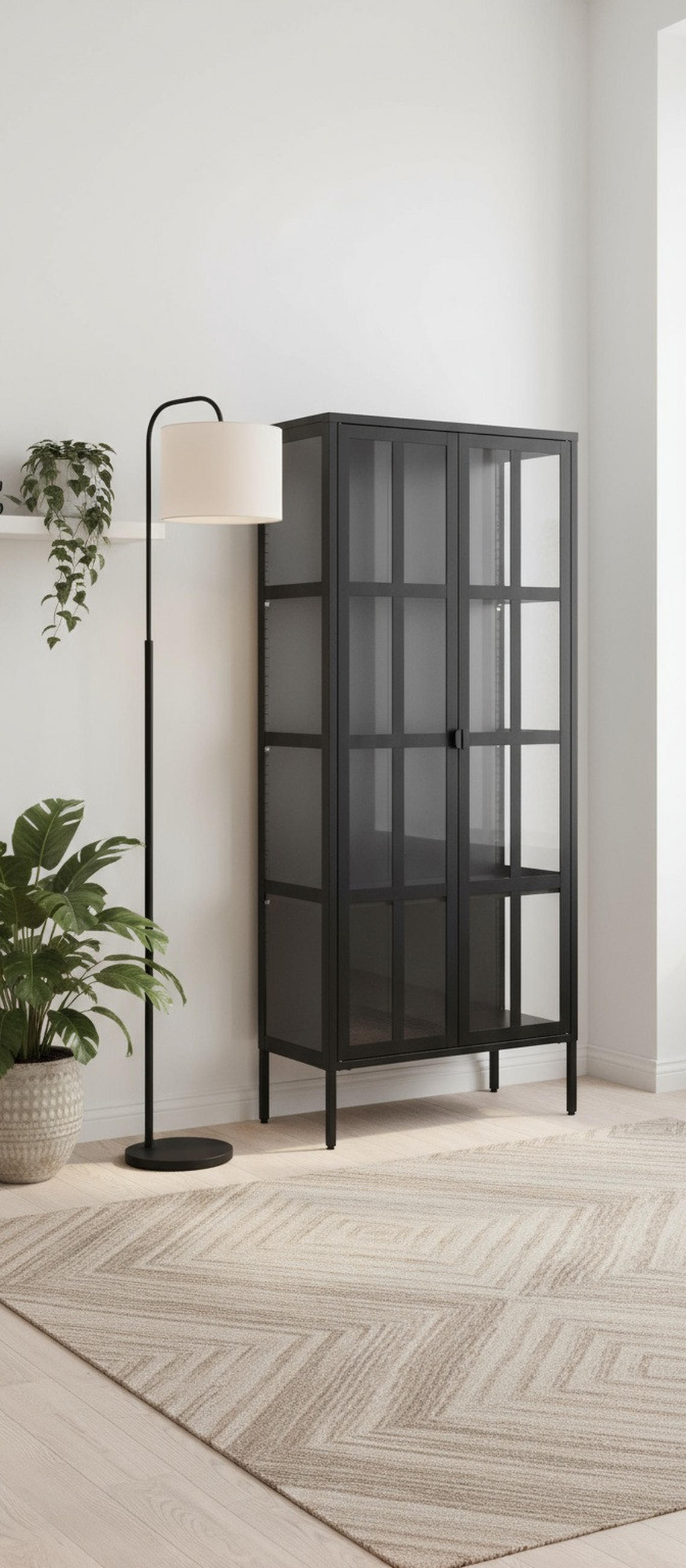 VITRINE  in Schwarz  - Schwarz, Design, Glas/Metall (80/180/35cm) - Xora