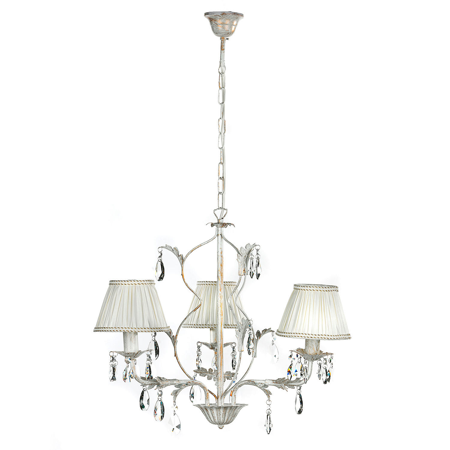 KRISTALL-HÄNGELEUCHTE 60/105 cm   - Weiß, Natur, Glas/Textil (60/105cm)