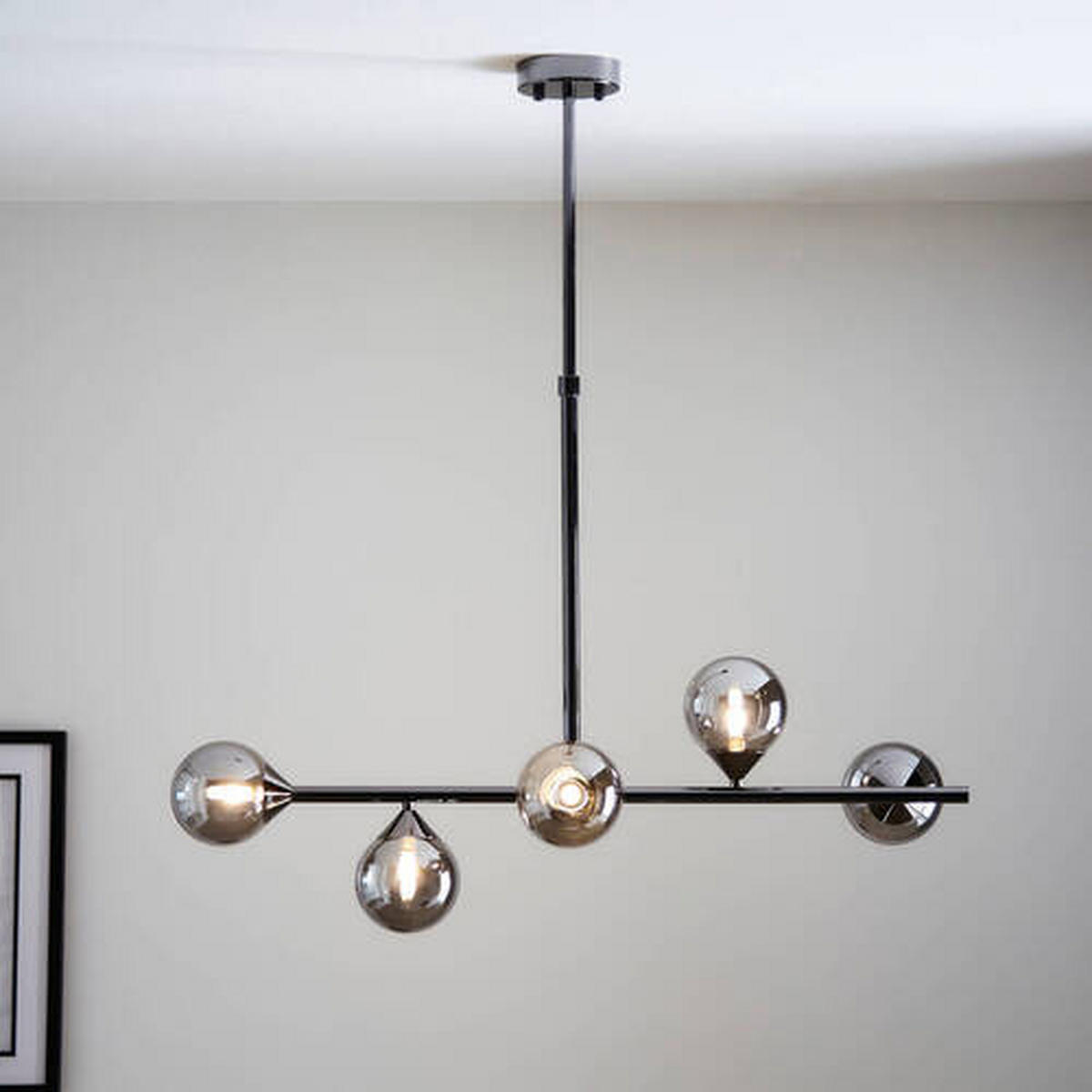 HÄNGELEUCHTE Endon Otis 90/30/117 cm   - Schwarz, Basics, Glas (90/30/117cm) - ENDON