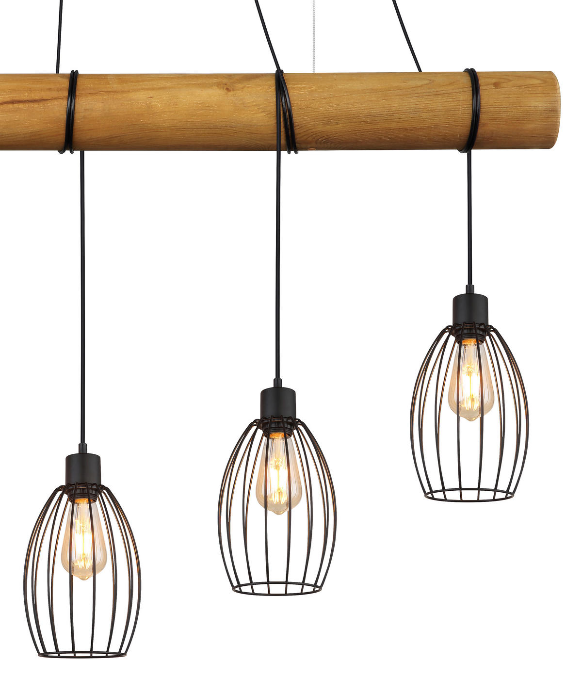 HÄNGELEUCHTE Berti 140/16/150 cm  - Schwarz/Braun, Design, Holz/Kunststoff (140/16/150cm) - Globo