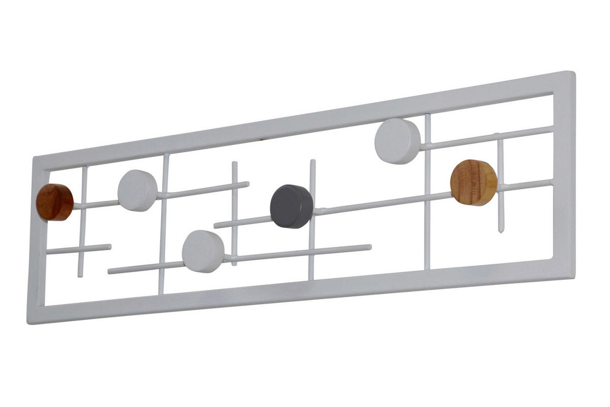 WANDGARDEROBE  in teilmassiv Weiß, Multicolor  - Multicolor/Weiß, Design, Holzwerkstoff/Metall (6/60/16cm) - MID.YOU