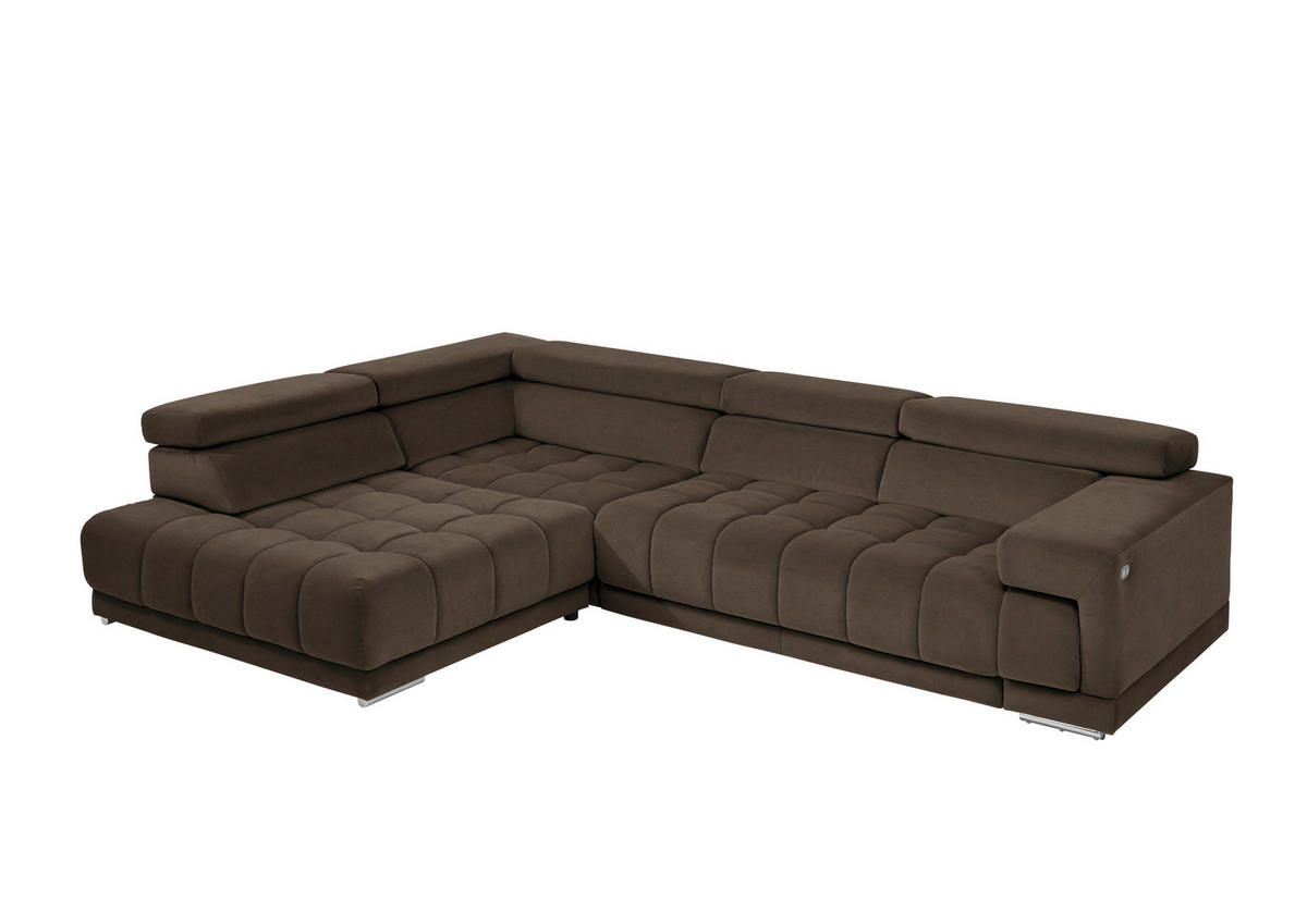 ECKSOFA in Mikrofaser Braun  222/326 cm  - Chromfarben/Braun, Design, Textil/Metall (222/326cm) - Beldomo Speed