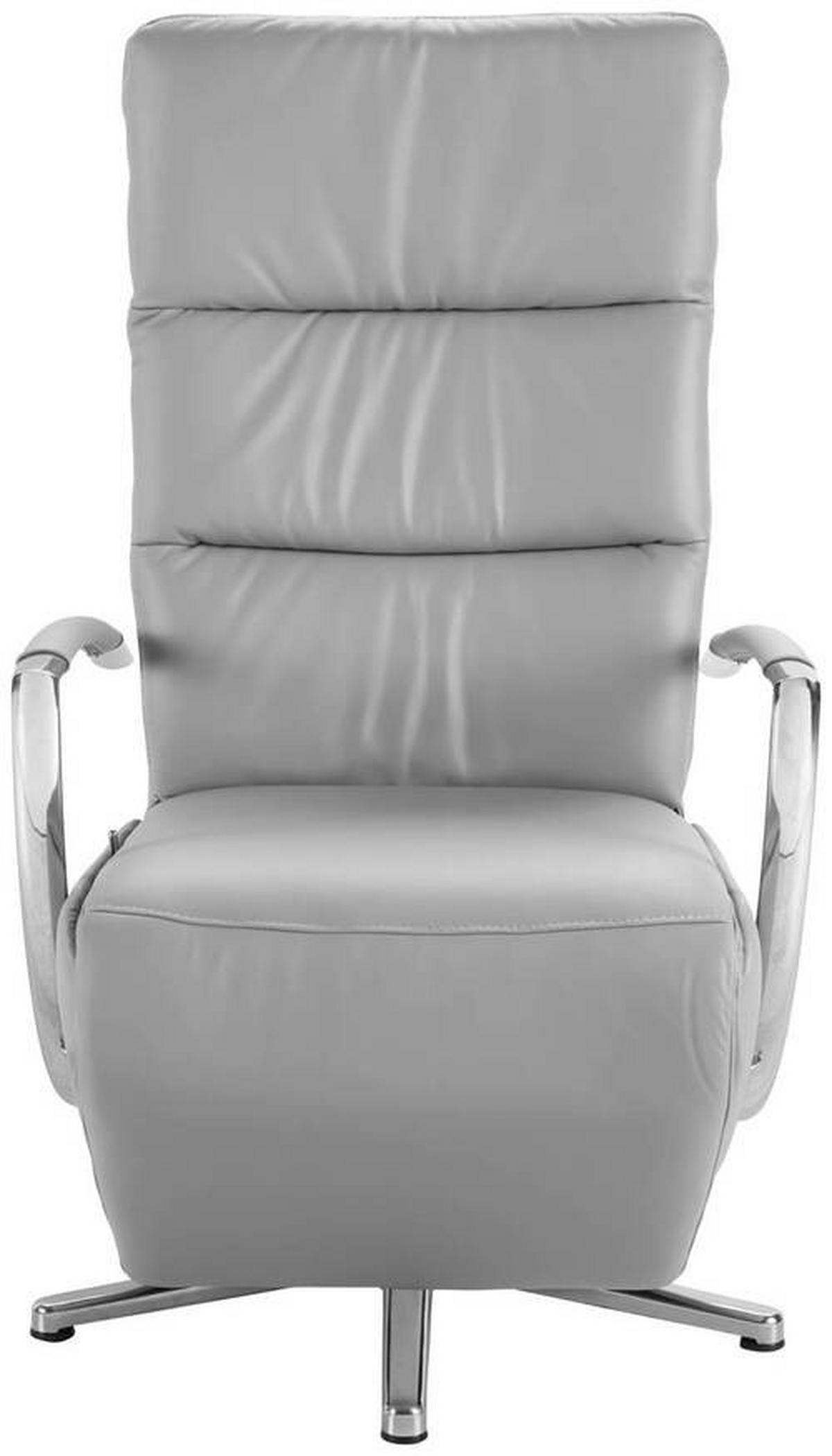 RELAXSESSEL in Leder Hellgrau  - Chromfarben/Hellgrau, Design, Leder/Metall (64/112/80cm) - Cantus