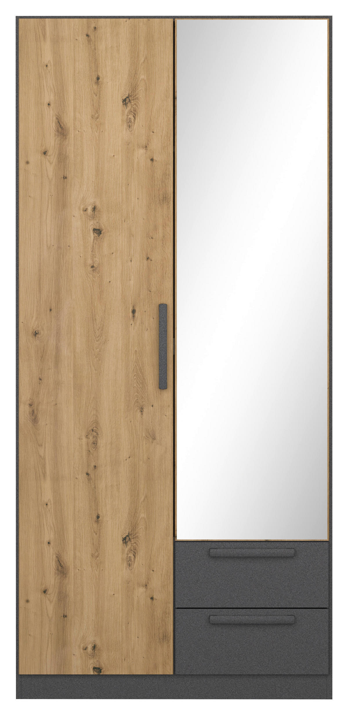 DREHTÜRENSCHRANK 91/197/54 cm,  in Grau, Eiche Artisan, 2-türig  - Eiche Artisan/Grau, MODERN, Holzwerkstoff/Kunststoff (91/197/54cm) - Rauch Möbel